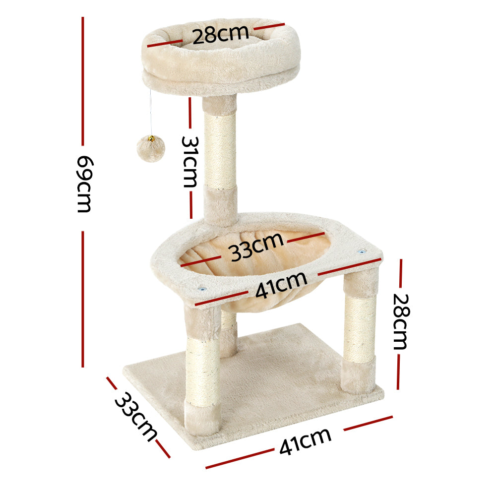 i.Pet - Cat Tree 69cm Scratching Post Tower Scratcher Wood Condo Toys House Bed