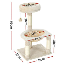 i.Pet - Cat Tree 69cm Scratching Post Tower Scratcher Wood Condo Toys House Bed
