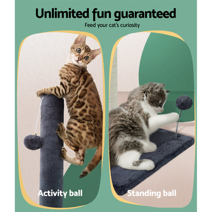 i.Pet - Cat Tree 105cm Scratching Post Scratcher Tower Condo House Hanging toys Grey