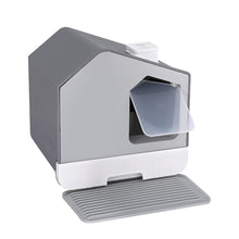 i.Pet - Cat Litter Box Large Tray Kitty Toilet Enclosed Cat Litter Box Hooded Scoop Mat Grey